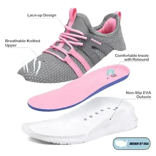 RUNSIDE Boys Girls Tennis Shoes Kids Lightweight Breathable Sneakers Lace-up Running Athletic Shoes for Toddler/Little Kid/Big Kid - 4