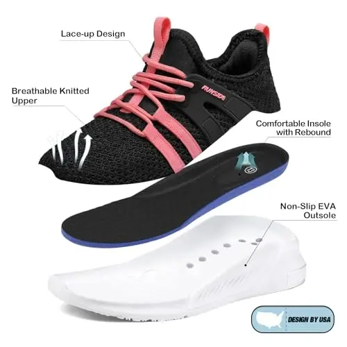 RUNSIDE Boys Girls Tennis Shoes Kids Lightweight Breathable Sneakers Lace-up Running Athletic Shoes for Toddler/Little Kid/Big Kid - 4