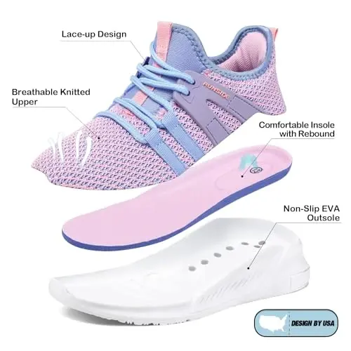 RUNSIDE Boys Girls Tennis Shoes Kids Lightweight Breathable Sneakers Lace-up Running Athletic Shoes for Toddler/Little Kid/Big Kid - 4