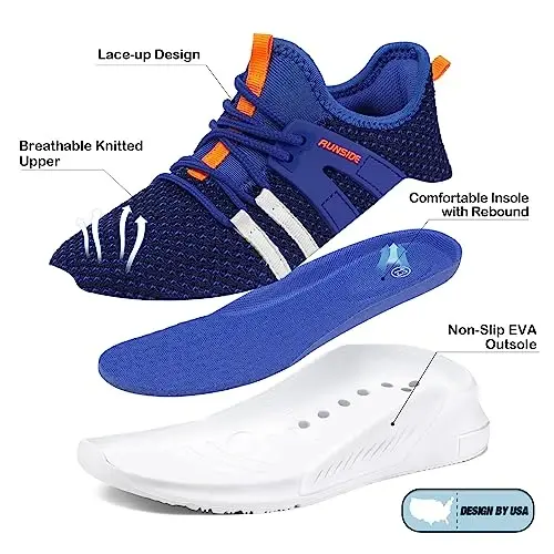 RUNSIDE Boys Girls Tennis Shoes Kids Lightweight Breathable Sneakers Lace-up Running Athletic Shoes for Toddler/Little Kid/Big Kid - 4