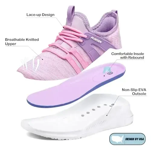 RUNSIDE Boys Girls Tennis Shoes Kids Lightweight Breathable Sneakers Lace-up Running Athletic Shoes for Toddler/Little Kid/Big Kid - 4