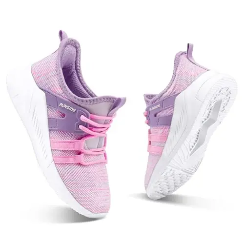 RUNSIDE Boys Girls Tennis Shoes Kids Lightweight Breathable Sneakers Lace-up Running Athletic Shoes for Toddler/Little Kid/Big Kid - 2