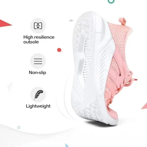 RUNSIDE Girls Tennis Shoes Lace-up Running Sneaker for Kids | Lightweight Breathable Running Athletic Toddler/Little Kid/Big Kid - 4