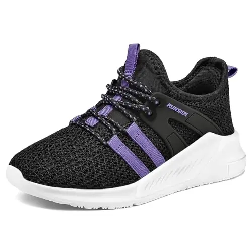 RUNSIDE Girls Tennis Shoes Lace-up Running Sneaker for Kids | Lightweight Breathable Running Athletic Toddler/Little Kid/Big Kid - 1