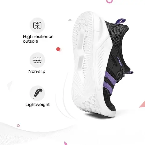RUNSIDE Girls Tennis Shoes Lace-up Running Sneaker for Kids | Lightweight Breathable Running Athletic Toddler/Little Kid/Big Kid - 3