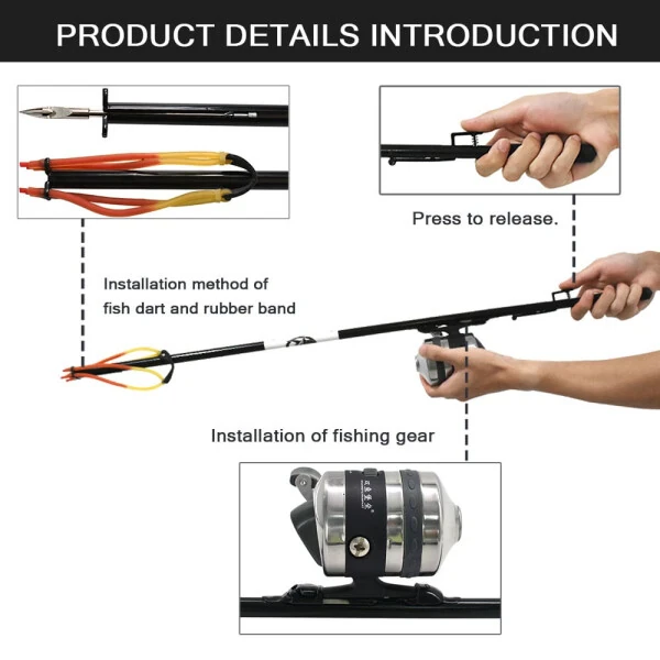 Runzkzy Fishing Slingshot Fish Shooting Artifact Outdoor Hunting with Rubber Band Fish Dart Fishing Reel Fish Shooting Long Catapults - 4