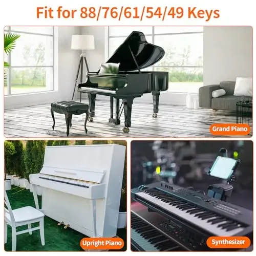 runzoos 2 Sheets Piano Keyboard Stickers for 88/76/61/54/49 Keys, Transparent and Removable Piano Stickers for Beginners and Kids, Keyboard Letters Labels Notes Guide (Black) - 6