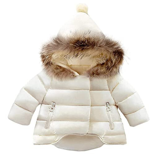 RUOGU Baby Girls Boys Hooded Winter Warm jacket Kids Soft Fur Collar Hooded Down Windproof Snowsuit Outerwear - 1