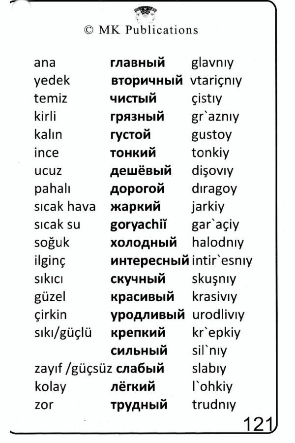 Rusça Kelime Kartı Seti- Zincirli - Cep Boyutu -1.200 Kelime - 13
