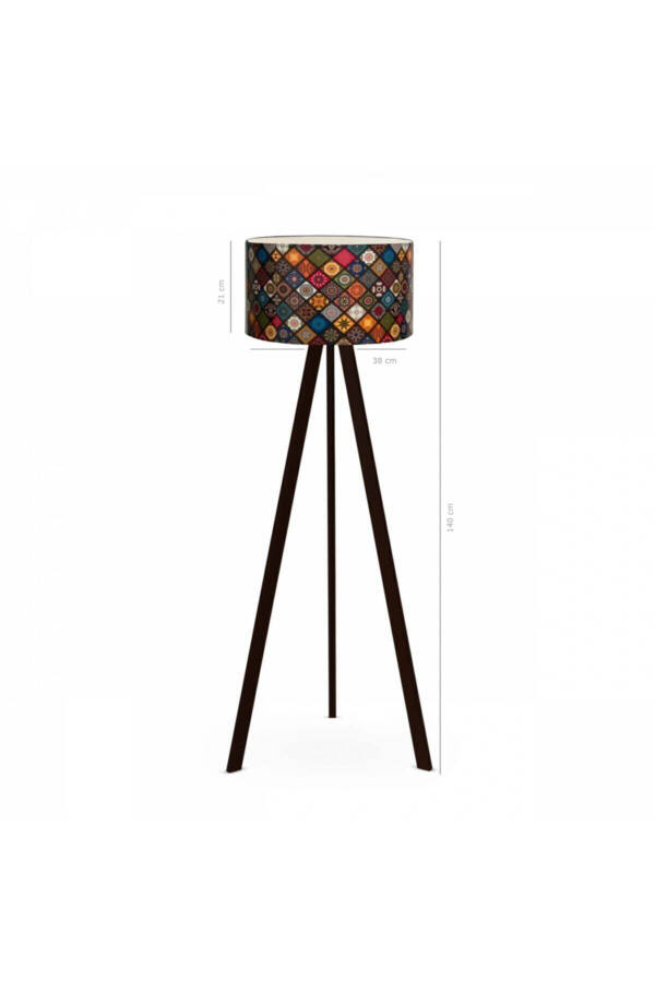 Rustic Patterned Ceramic Victoria Wooden Tripod Floor Lamp Ayd-2800 - 8