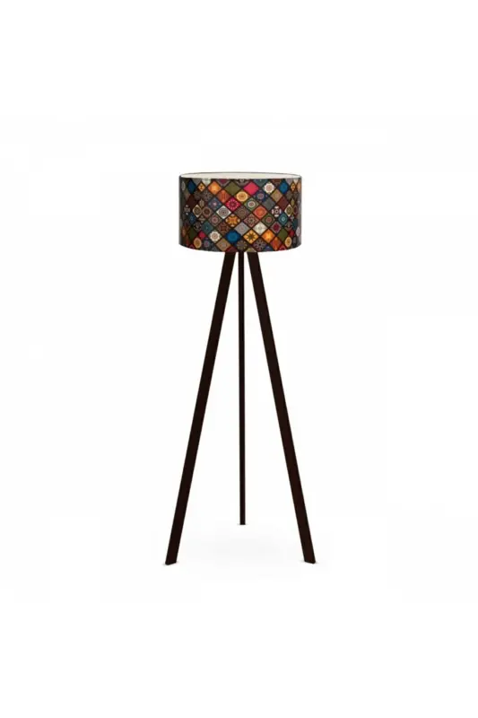 Rustic Patterned Ceramic Victoria Wooden Tripod Floor Lamp Ayd-2800 - 2