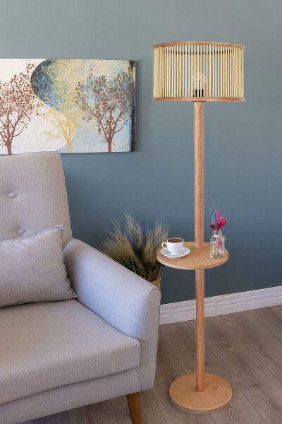 Rustic Series Yedikule Bamboo Wooden Floor Lamp - 1