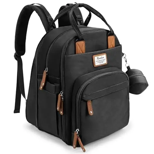 RUVALINO Diaper Bag Backpack-Expandable Baby Bag with up to 50% Capacity -Baby Essentials Bag with Changing Pad Insulated Bottle Holders & Pacifier Case, Waterproof, Black XL - 1