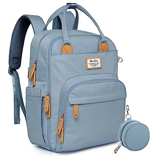 RUVALINO Diaper Bag Backpack-Multifunction Baby Travel Bag with Changing pad, Insulated Bottle Holders & Pacifier Case, Large Capacity, Waterproof, Sky Blue - RUVALINO