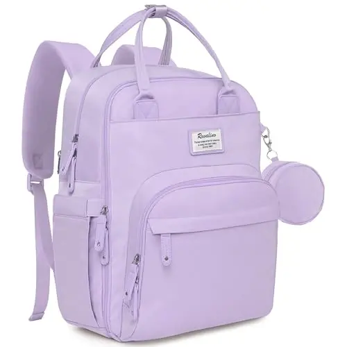 RUVALINO Diaper Bag Backpack, Multifunction Travel Pack Maternity Baby Changing Bags, Large Capacity, Waterproof, Taro Purple 