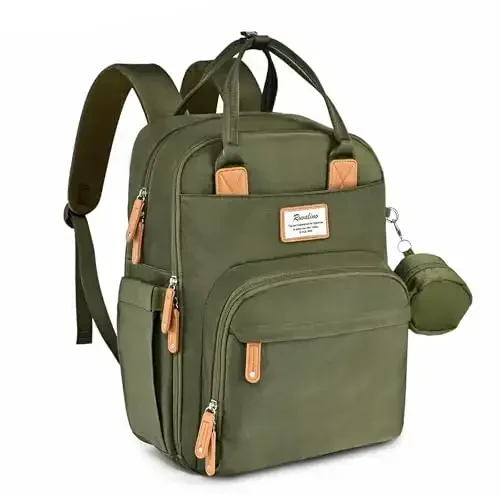 RUVALINO Diaper Bag Backpack - Multifunction Travel Back Pack Maternity Baby Changing Bags, Diaper Changing Totes, Large Capacity, Waterproof and Stylish, Baby Travel Essential, Army Green 