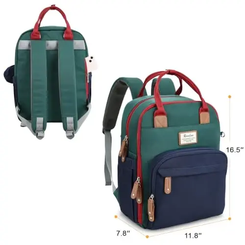 RUVALINO Diaper Bag Backpack-Multifunction Baby Travel Bag with Changing pad, Insulated Bottle Holders & Pacifier Case, Large Capacity, Waterproof, Red-Green-Blue - RUVALINO (1)