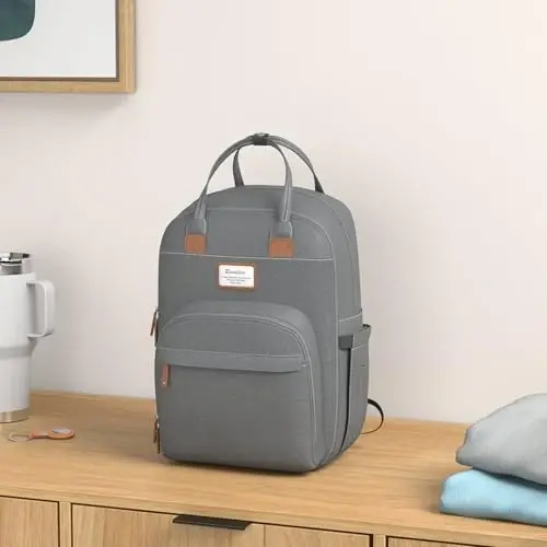 RUVALINO Diaper Bag Backpack, Multifunction Travel Back Pack Maternity Baby Changing Bags, Large Capacity, Waterproof and Stylish, Iron Gray - 2