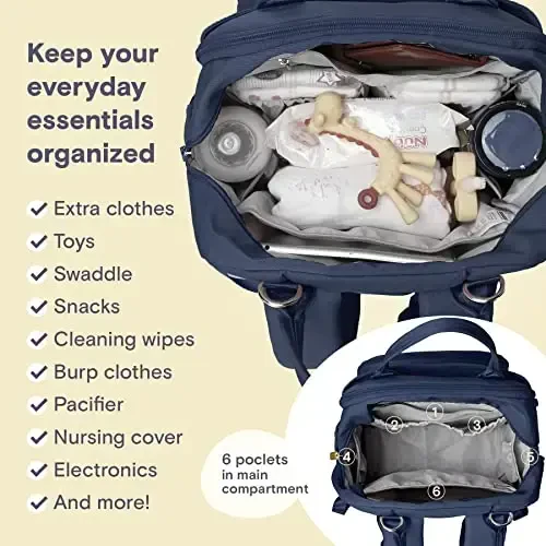 RUVALINO Diaper Bag Backpack, Multifunction Travel Pack Maternity Baby Changing Bags, Large Capacity, Waterproof, Peacock Blue - 4