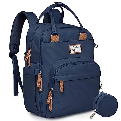 RUVALINO Diaper Bag Backpack, Multifunction Travel Pack Maternity Baby Changing Bags, Large Capacity, Waterproof, Peacock Blue 