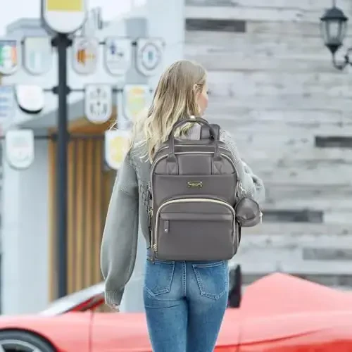 RUVALINO Diaper Bag Ryukzak, Multifunksional Sayohat uchun Bolalar Pampers Sumkasi, O'zgartirish uchun yostiq, Izolyatsiyalangan Butilka ushlagichlari va Emzik qutisi, Katta sig'imli, Suv o'tkazmaydigan, Temir kulrang - 7