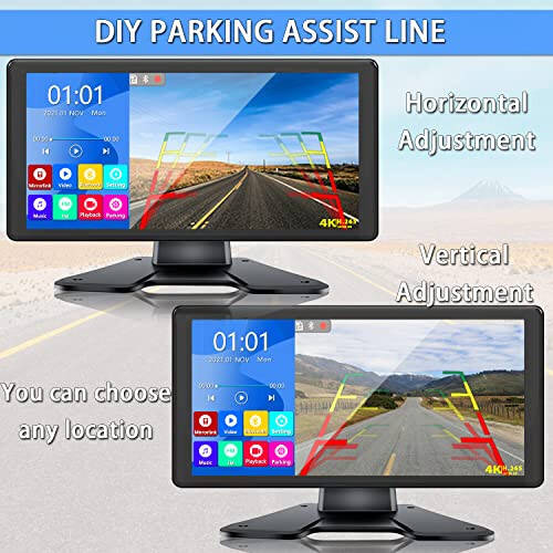 RV Backup Camera System with 10.36’’ 4K Monitor for RV Truck Bus Trailer with 4 Rear/Side View 1080P HD Cameras 4 Splits Touch Screen DVR Recording IP69 Waterproof Bluetooth Music Video Avoid Blind - 5