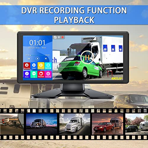 RV Backup Camera System with 10.36’’ 4K Monitor for RV Truck Bus Trailer with 4 Rear/Side View 1080P HD Cameras 4 Splits Touch Screen DVR Recording IP69 Waterproof Bluetooth Music Video Avoid Blind - 6