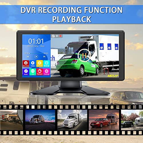 RV Backup Camera System with 10.36’’ 4K Monitor for RV Truck Bus Trailer with 4 Rear/Side View 1080P HD Cameras 4 Splits Touch Screen DVR Recording IP69 Waterproof Bluetooth Music Video Avoid Blind - 6