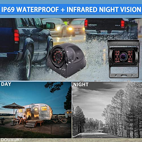 RV Backup Camera System with 10.36’’ 4K Monitor for RV Truck Bus Trailer with 4 Rear/Side View 1080P HD Cameras 4 Splits Touch Screen DVR Recording IP69 Waterproof Bluetooth Music Video Avoid Blind - 7