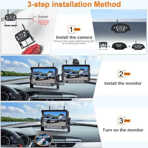 RV Backup Camera Wireless Strong Signal: HD 1080P 7'' Touch Key Recording Monitor Rear View System for Trailers/Trucks/5th Wheel 4 Channels Easy Setup Plug and Play for Furrion Pre-Wired Mount R9 - 6