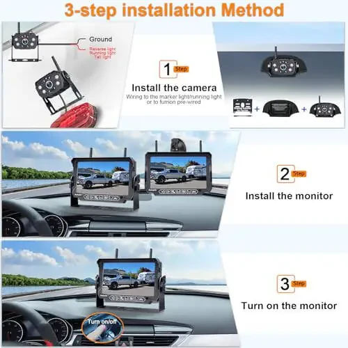 RV Backup Camera Wireless Strong Signal: HD 1080P 7'' Touch Key Recording Monitor Rear View System for Trailers/Trucks/5th Wheel 4 Channels Easy Setup Plug and Play for Furrion Pre-Wired Mount R9 - 6