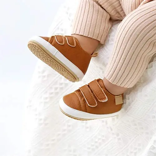 RVROVIC Baby Boys Girls Anti-Slip Sneakers Soft Ankle Boots Toddler First Walkers Newborn Crib Shoes - 2