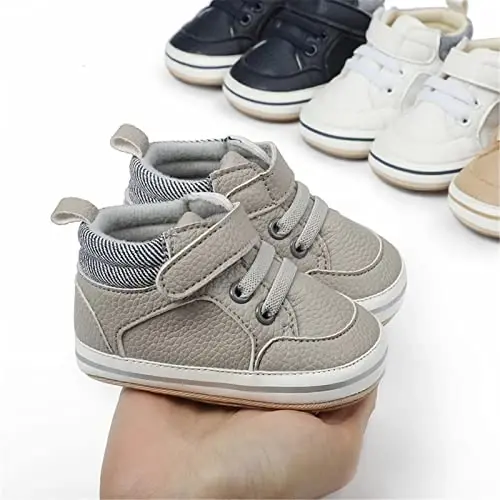 RVROVIC Baby Boys Girls Anti-Slip Sneakers Soft Ankle Boots Toddler First Walkers Newborn Crib Shoes - 3