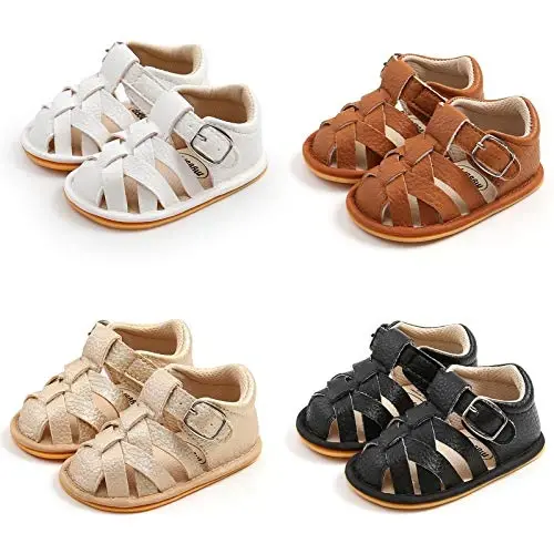 RVROVIC Baby Boys Girls Sandals Premium Infant Summer Outdoor Shoes PU Lightweight Soft Anti-Slip Sole Toddler Prewalker - 4