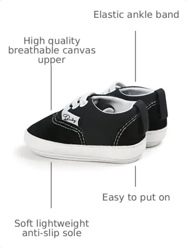 RVROVIC Baby Boys Girls Shoes Canvas Toddler Sneakers Anti-Slip Infant First Walkers 0-18 Months 