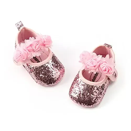 RVROVIC Baby Girl Moccasins Princess Sparkly Mary Jane Dresses Shoes Premium Lightweight Soft Sole Crib Shoes Toddler Shoes - 4
