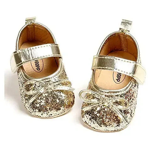 RVROVIC Baby Girl Moccasins Princess Sparkly Mary Jane Dresses Shoes Premium Lightweight Soft Sole Crib Shoes Toddler Shoes 