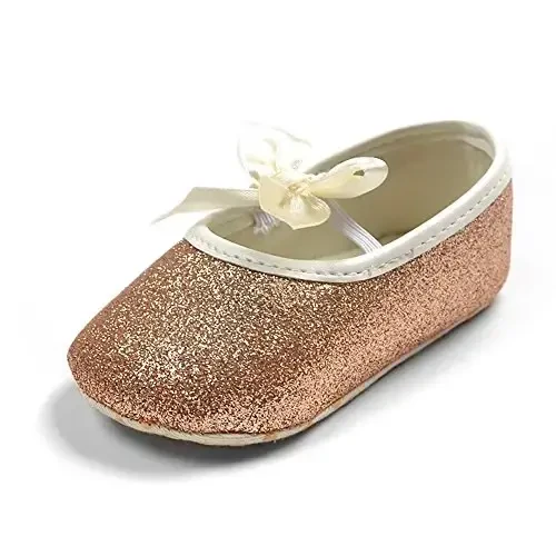 RVROVIC Baby Girl Moccasins Princess Sparkly Mary Jane Dresses Shoes Premium Lightweight Soft Sole Crib Shoes Toddler Shoes - 3