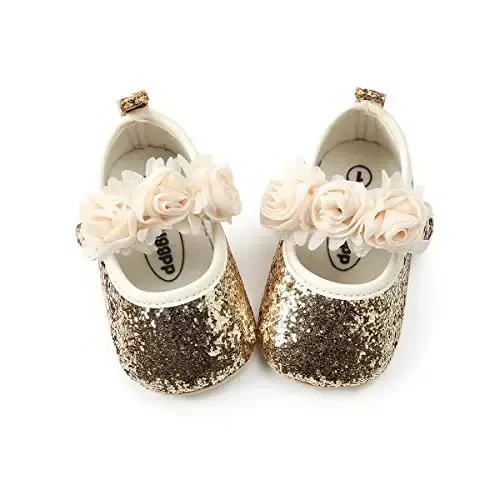 RVROVIC Baby Girl Moccasins Princess Sparkly Mary Jane Dresses Shoes Premium Lightweight Soft Sole Crib Shoes Toddler Shoes - 5
