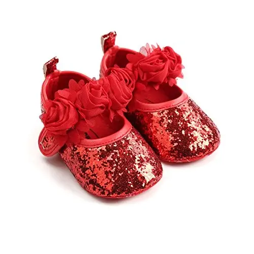 RVROVIC Baby Girl Moccasins Princess Sparkly Mary Jane Dresses Shoes Premium Lightweight Soft Sole Crib Shoes Toddler Shoes - 6