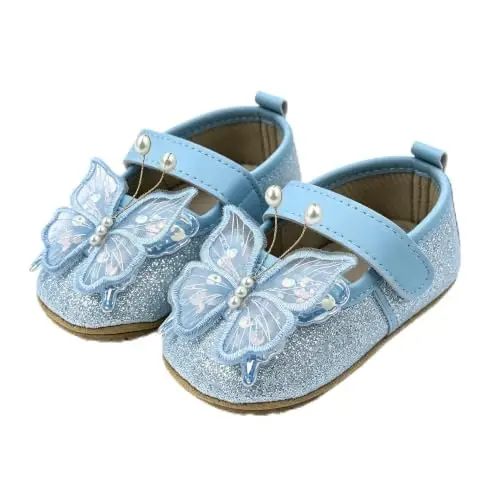 RVROVIC Baby Girl Moccasins Princess Sparkly Mary Jane Dresses Shoes Premium Lightweight Soft Sole Crib Shoes Toddler Shoes - 1