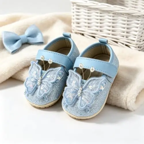 RVROVIC Baby Girl Moccasins Princess Sparkly Mary Jane Dresses Shoes Premium Lightweight Soft Sole Crib Shoes Toddler Shoes - 3