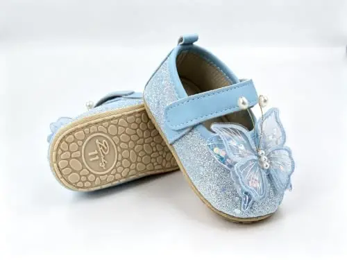 RVROVIC Baby Girl Moccasins Princess Sparkly Mary Jane Dresses Shoes Premium Lightweight Soft Sole Crib Shoes Toddler Shoes - 6