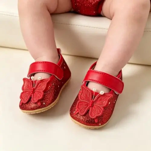 RVROVIC Baby Girl Moccasins Princess Sparkly Mary Jane Dresses Shoes Premium Lightweight Soft Sole Crib Shoes Toddler Shoes - RVROVIC (1)