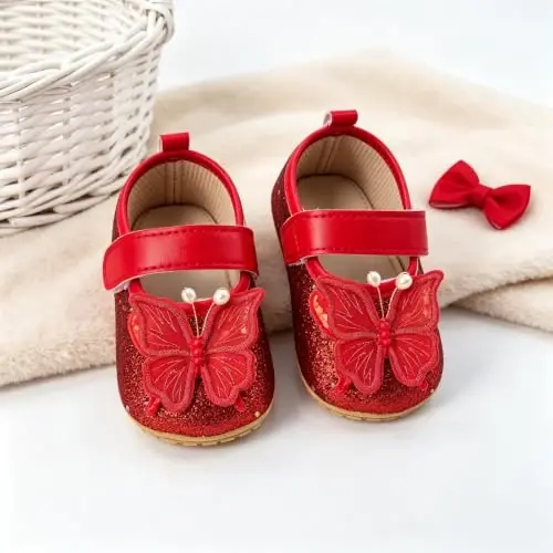 RVROVIC Baby Girl Moccasins Princess Sparkly Mary Jane Dresses Shoes Premium Lightweight Soft Sole Crib Shoes Toddler Shoes - 3