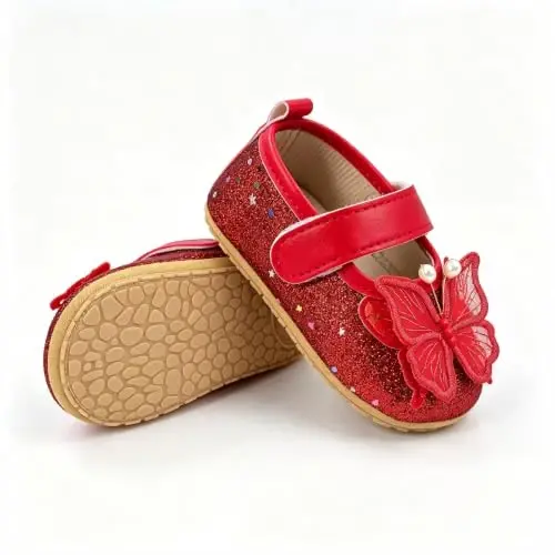RVROVIC Baby Girl Moccasins Princess Sparkly Mary Jane Dresses Shoes Premium Lightweight Soft Sole Crib Shoes Toddler Shoes - 4