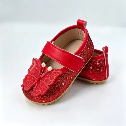 RVROVIC Baby Girl Moccasins Princess Sparkly Mary Jane Dresses Shoes Premium Lightweight Soft Sole Crib Shoes Toddler Shoes - 5