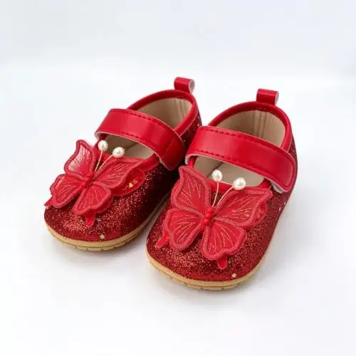 RVROVIC Baby Girl Moccasins Princess Sparkly Mary Jane Dresses Shoes Premium Lightweight Soft Sole Crib Shoes Toddler Shoes - 6