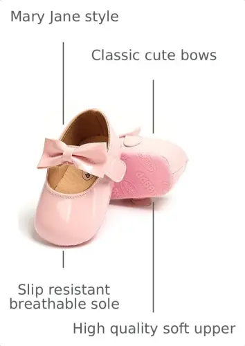 RVROVIC Baby Girl Moccasins Princess Sparkly Mary Jane Dresses Shoes Premium Lightweight Soft Sole Crib Shoes Toddler Shoes - 3