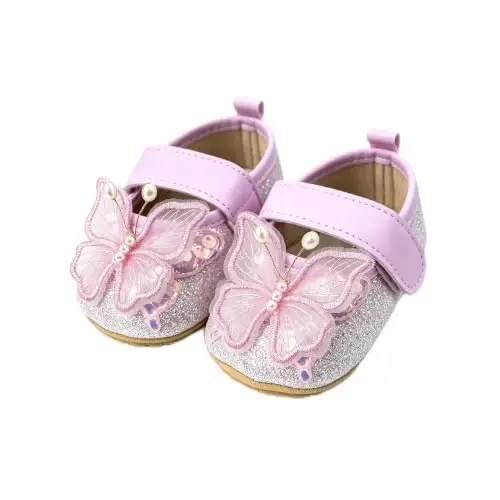 RVROVIC Baby Girl Moccasins Princess Sparkly Mary Jane Dresses Shoes Premium Lightweight Soft Sole Crib Shoes Toddler Shoes - 1